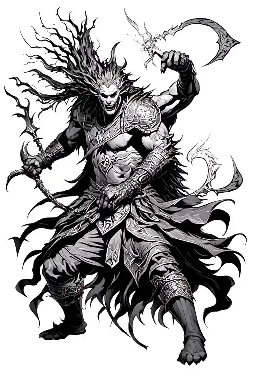 Warrior Fighting Demon Slayer