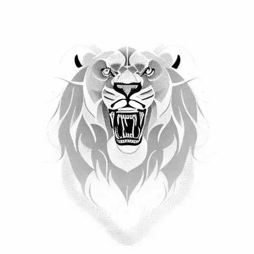 A Roaring Lion With A Barber's Comb And Scissors