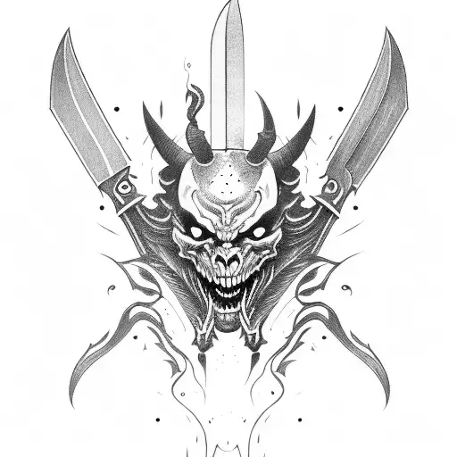 Demon Face With Knife