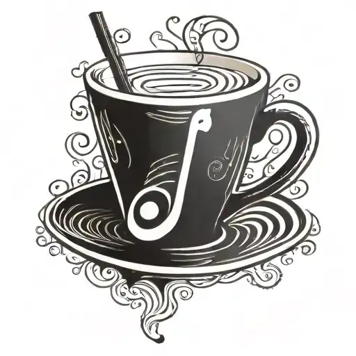 A Coffee Cup Shaped Like A Music Note With A Dog Silhouette Inside