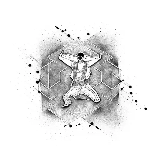 An Abstract Representation Of A Hip Hop Dancer With Dotwork Shading