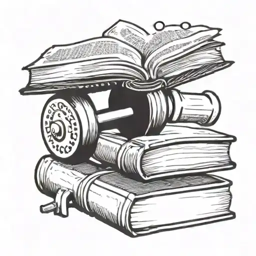 Dumbbell And Book Intertwined To Represent The Balance Between Physical Strength And Mental Growth
