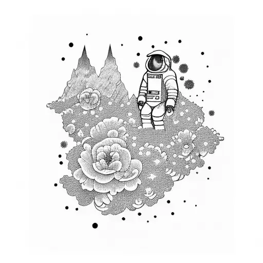 Astronaut With Cosmos Flowers