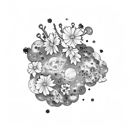 Astronaut With Cosmos Flowers