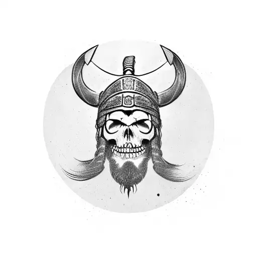 Face Of A Viking Using A Enemy Skull All Broken As A Hat