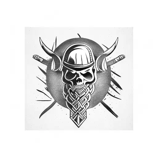 Real Face Of A Viking Using A Enemy Skull All Broken As A Hat