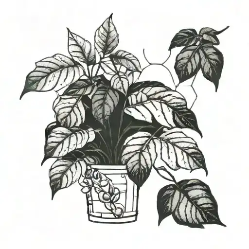 Architectural Blueprint Of A Coffee Plant Growing In A Nature-inspired Geometric Pattern