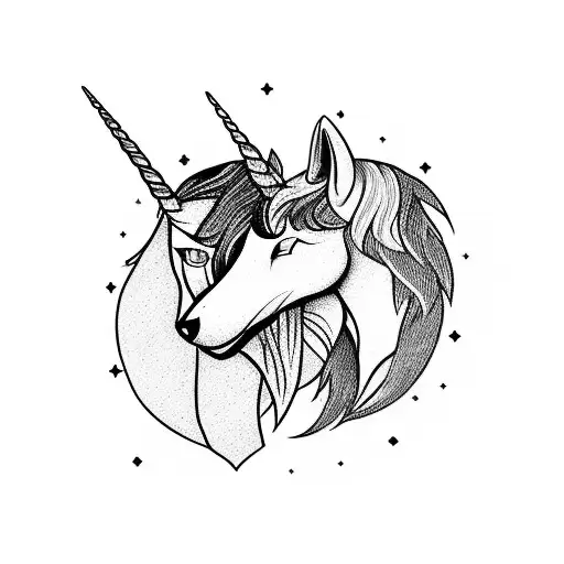 Unicorn And Wolf Loving Each Other