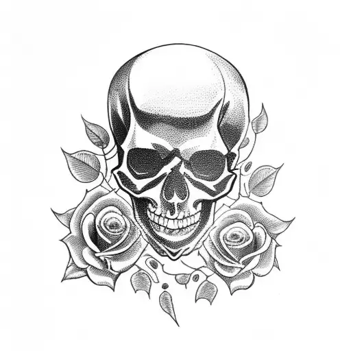 Creepy Skull With Roses