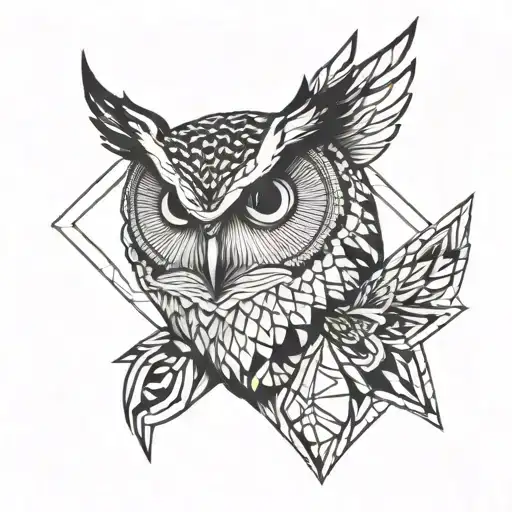 Forward Facing Owl And Geo Patern Inspired