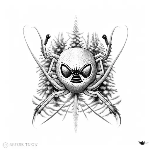 A Beer Mug Morphing Into A Spider Crawling Through A Pine Forest