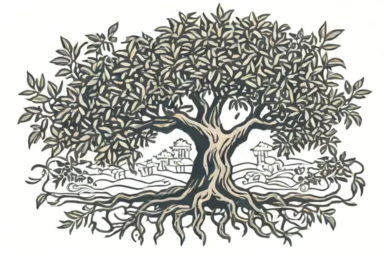 Olive Tree With Head In Roots