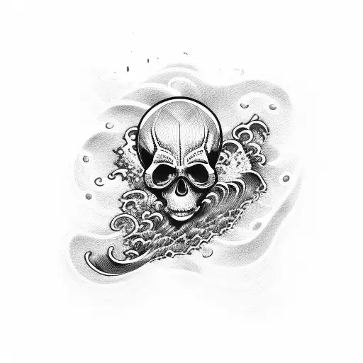 Ocean Wave And Skull