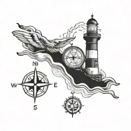 Lighthouse And Compass