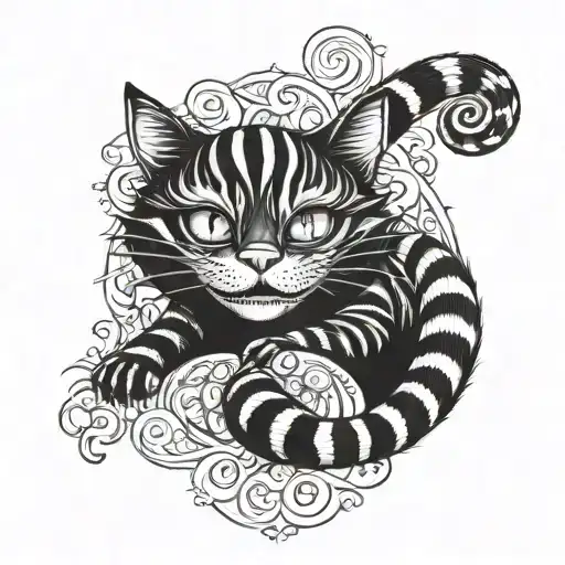 Cheshire Cat From Alice And Wonderland Thigh Tatoo Whimsical