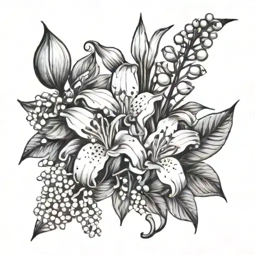 Lilly Of Valley Flower Mixed With Water Lilly Flowers