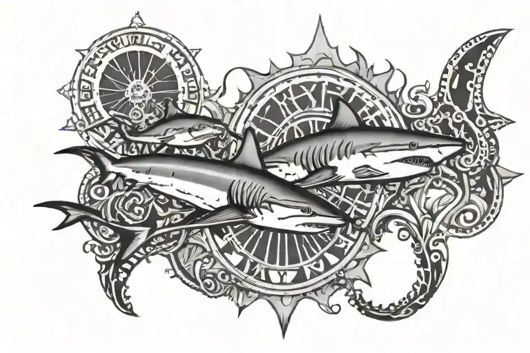 10-10-2020 Roman Numerals With Sharks Swimming