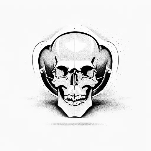A Skull Wearing A Skateboard Helmet