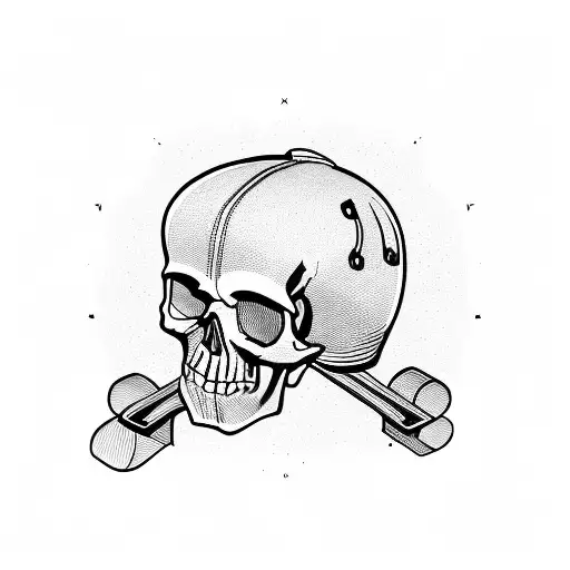 A Skull Wearing A Hat With A Skateboard Design