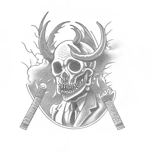 Demon Smoking Weed With A Grave In The Background