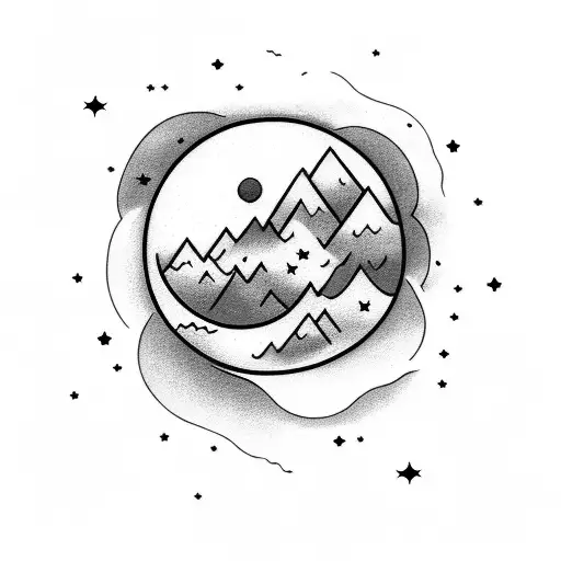 Moon And Clouds And Stars