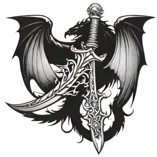 I Want To Create A Tattoo Look Like Sword With Dragon Wings For Upperback 13Cm Lenght