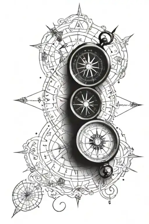 A Compass With Some Shadows Arround It And Some Coordinates