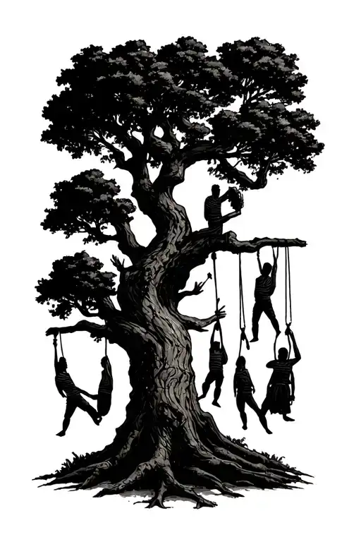 Multiple People Being Hanged From A Tree