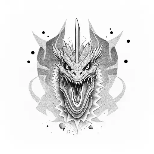 Dragon On Shoulder Whith Head On Chest