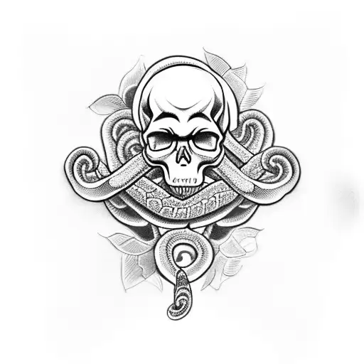 Skull And Snake Around Leg