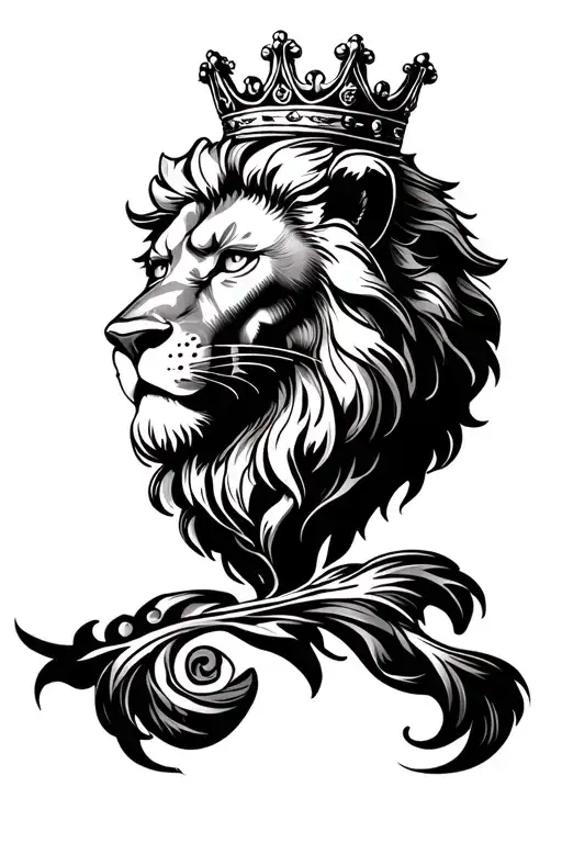 Small Lions Head With Crown On Top