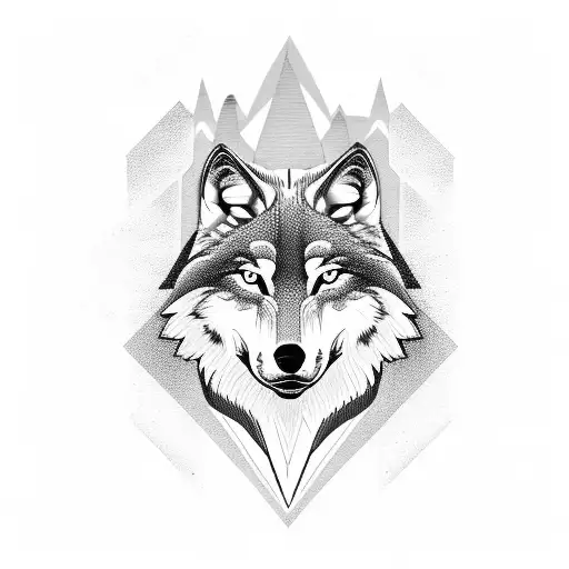 Wolf With Mountain Range