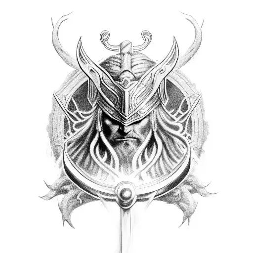 Odin Black Work Com Corvo E A Ygidrasil