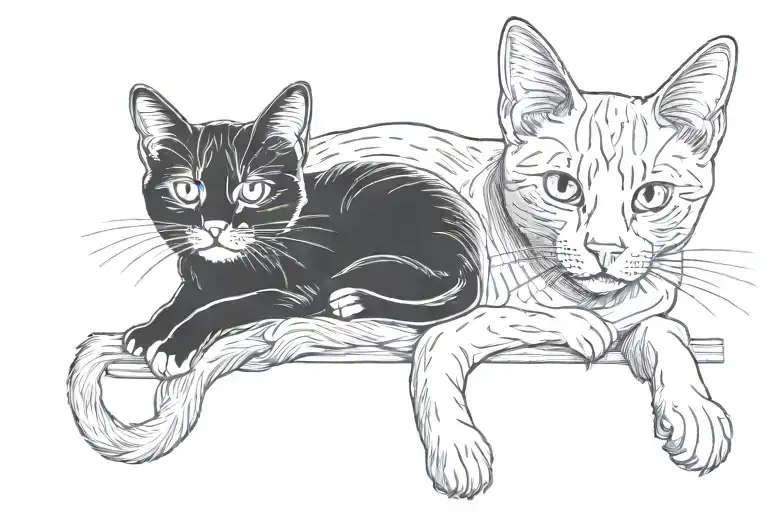 Cat And Kitten Sitting