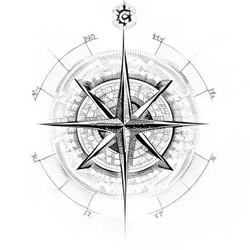 An Intricate Compass Rose Incorporating Christian Symbols