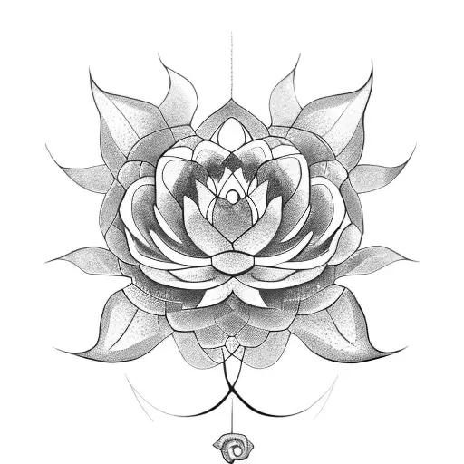 A Snake Coiling Around A Lotus Flower In A Mesmerizing Sketch Style
