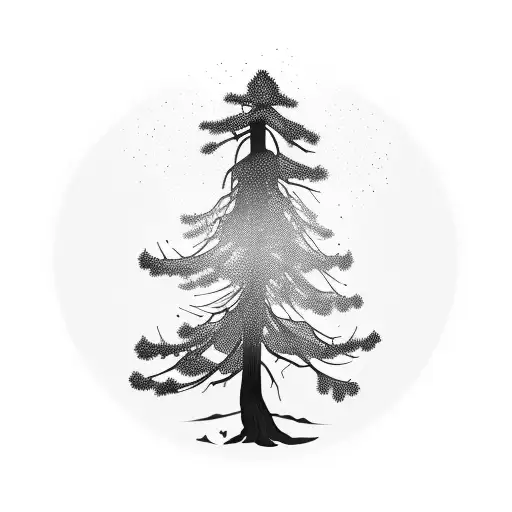 Black Skinny Pine Tree Silhouette Minimalistic