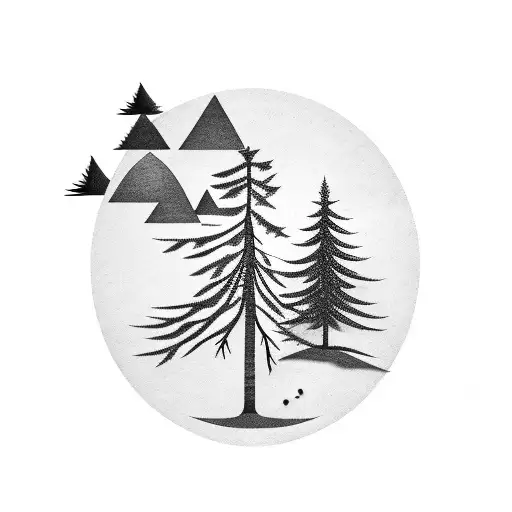Black Skinny Pine Tree Silhouette Minimalistic