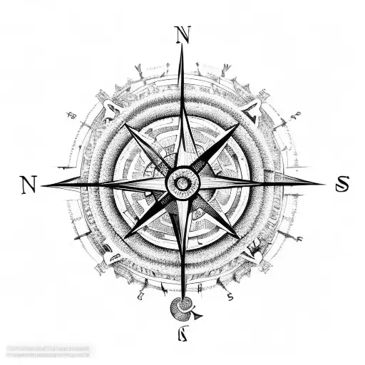 Intricate Compass For Forearm With Extending North South Axis