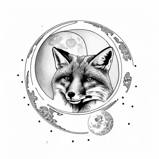 Fox Sitting Down And Looking Up At The Moon