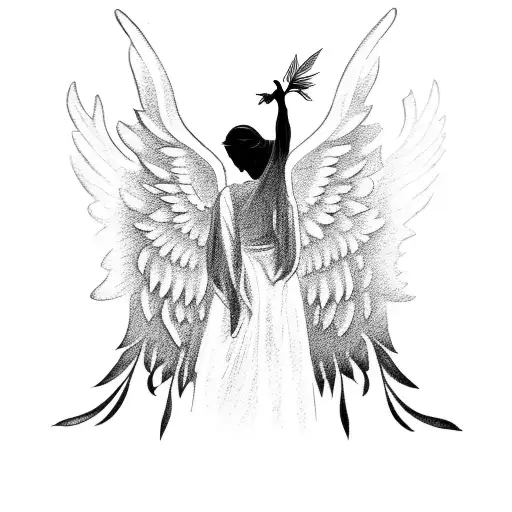 A Silhouette Of A Angel With Broken Wings