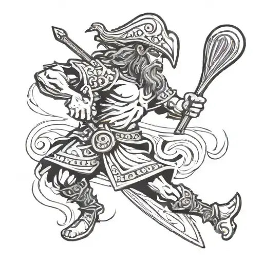 A Stylized Representation Of The Irish God Of Sports With Hurley Playing Hurling