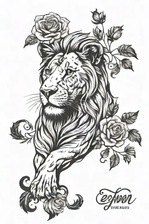 A Female Lion Tattoo With My Mother's Name Zeynep In It
