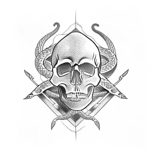 Skull With Snake And Pentagram