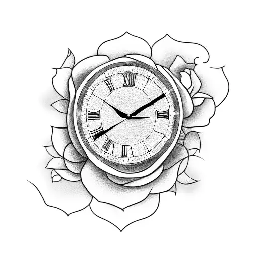 A Clock With 2 Flowers
