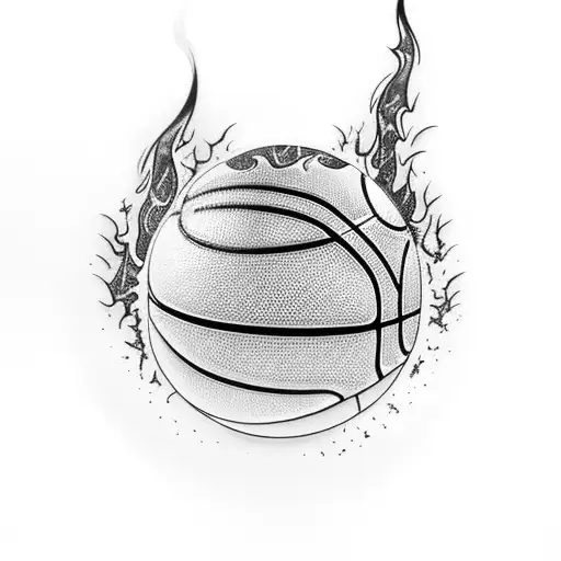 Basketball Hoop Engulfed In Black Smoke With Graffiti Flames