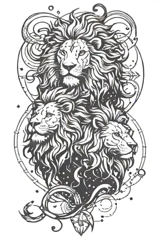 Constellation Lion And Aquarius Two Brothers