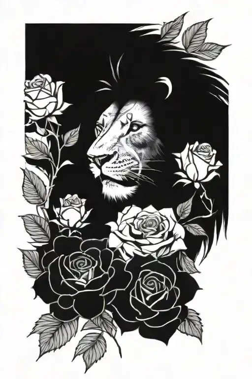 Lion And Roses