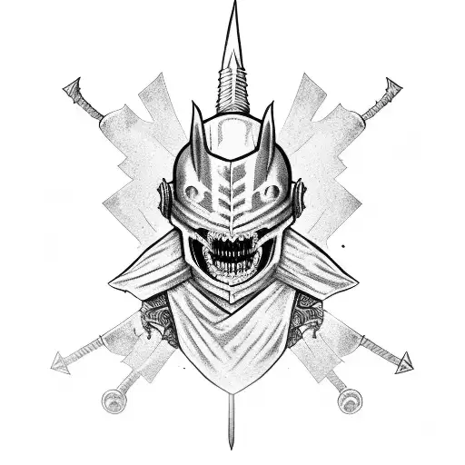 Skeleton Knight On The Teeth Helmet Take Swords On Fire
