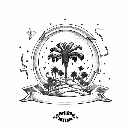 Igloo With American Flag And Palm Tree